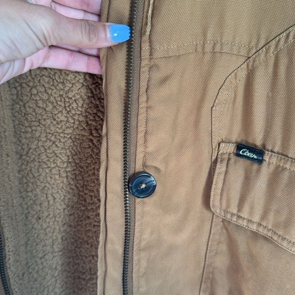Tan Size Medium Jacket / Lined Inside - Pockets -… - image 3
